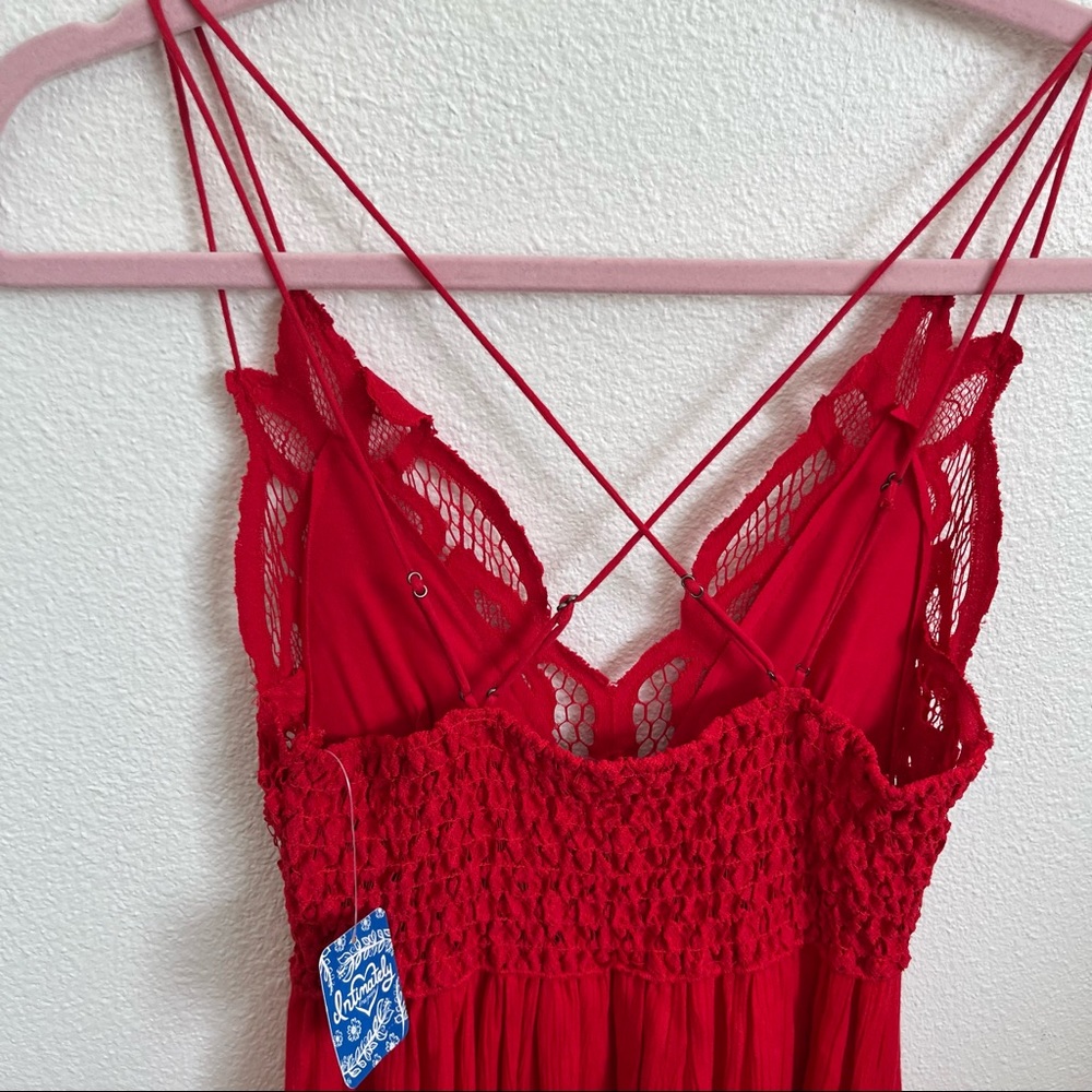 Free People / NWT FP One Bright Red Adella Maxi Slip Dress - Picture 6 of 8